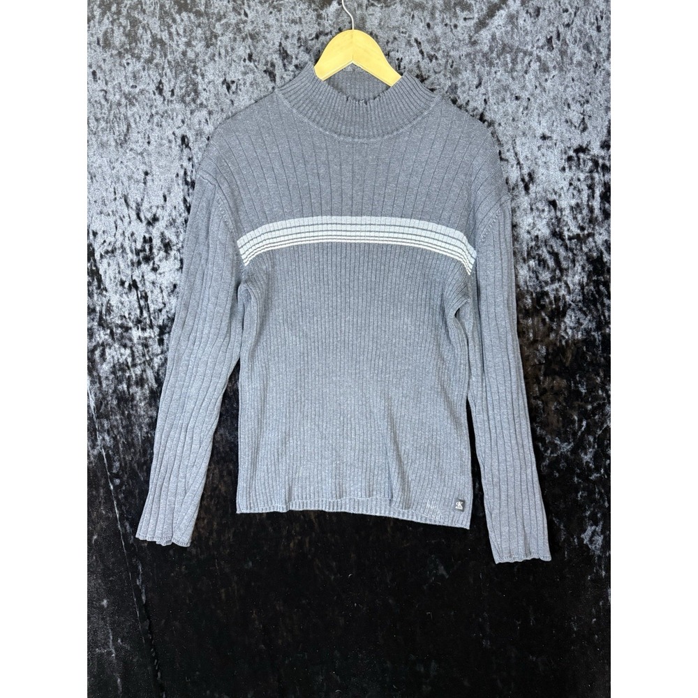 Vintage Calvin Klein Heavyweight Ribbed Knit Turtleneck Sweater Mens XL Gray 90s